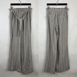 SO Goods For Life high rise wide leg pants stripes gray & ivory S